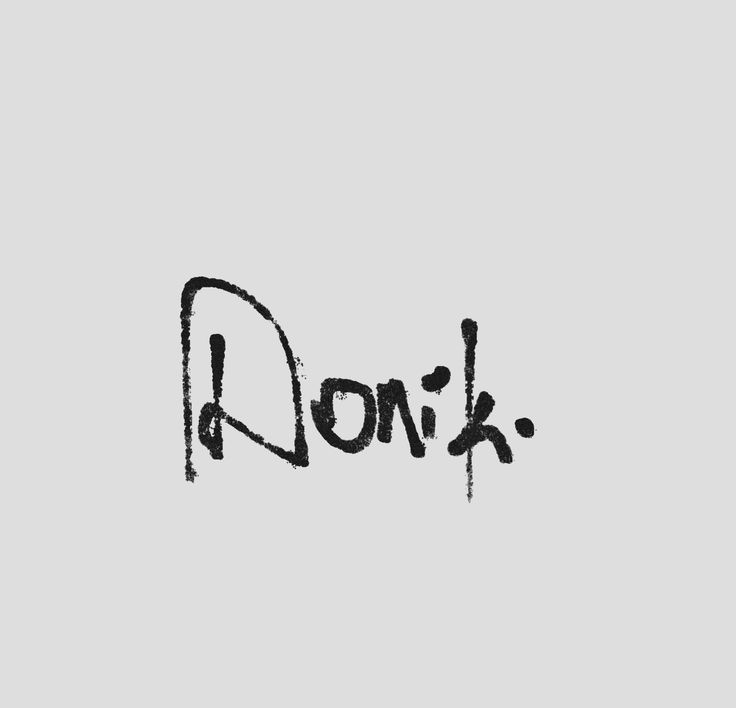 Donik, written in rough black brush strokes on grey