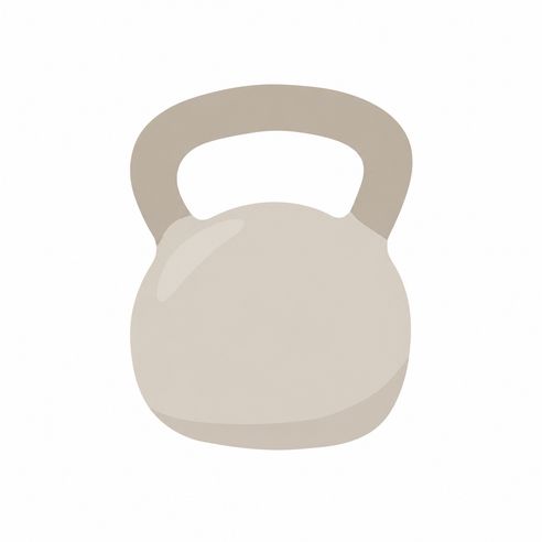 A flat drawing of a beige kettlebell