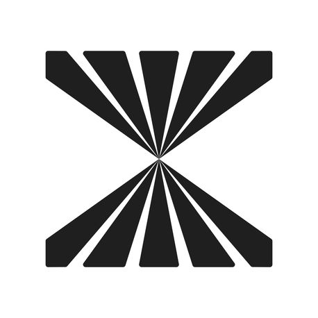 Black rays bursting from a centre point, forming an X