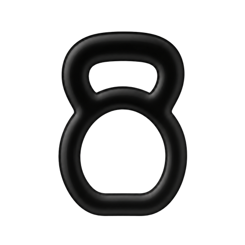 The Kettle mark: a glossy black kettlebell