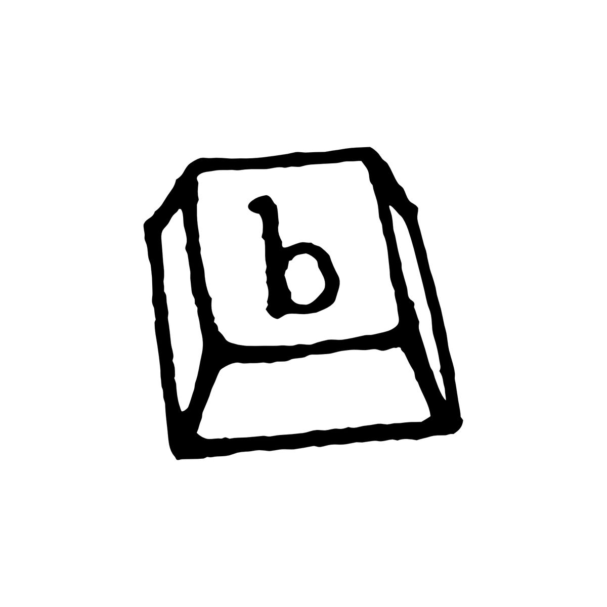 A hand-drawn keyboard key with a lowercase b on it