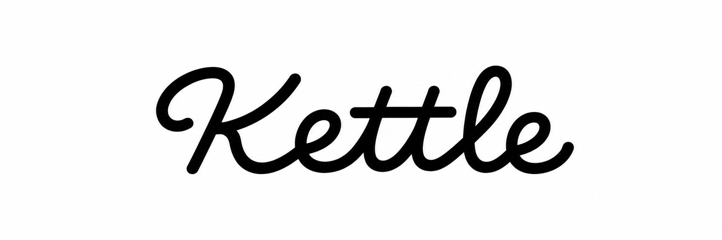 Kettle written in a looping black script